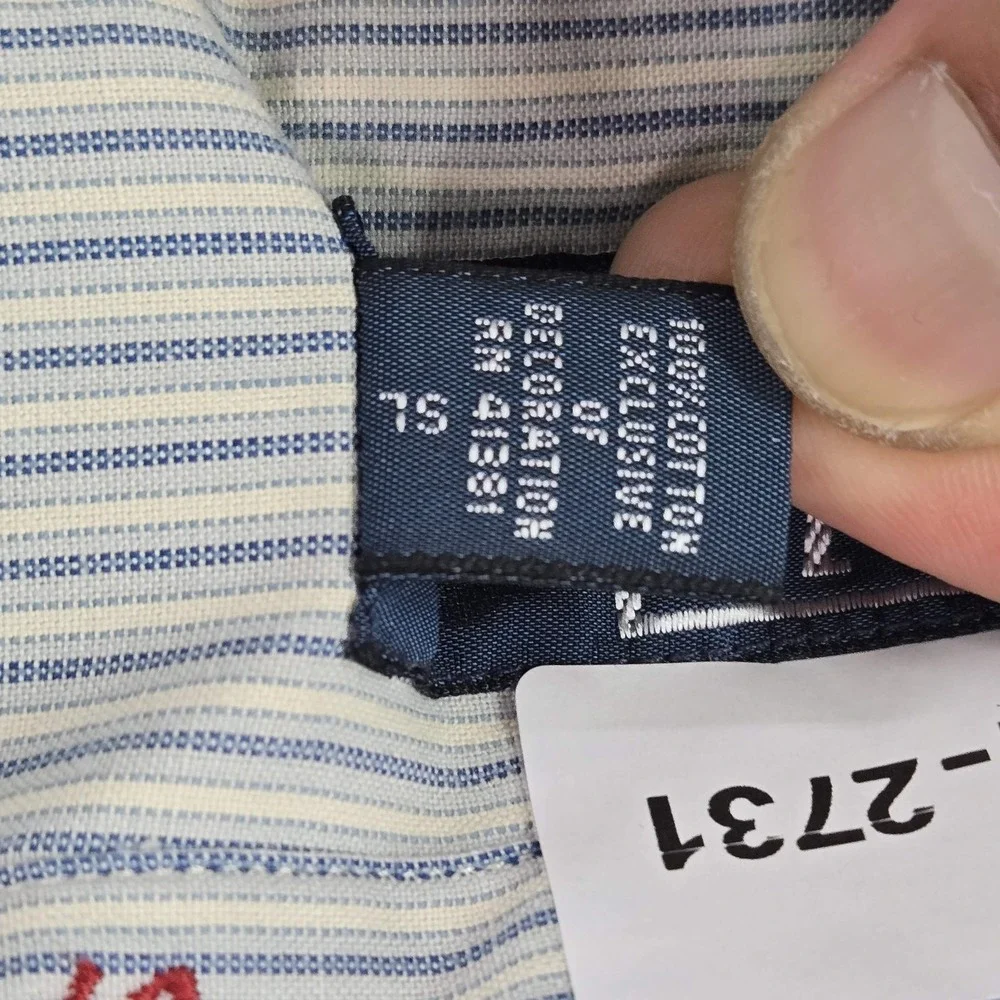 VINTAGE Polo By Ralph Lauren Men Button Up‎ Shirt XL Blue Striped PRL 69 Britain